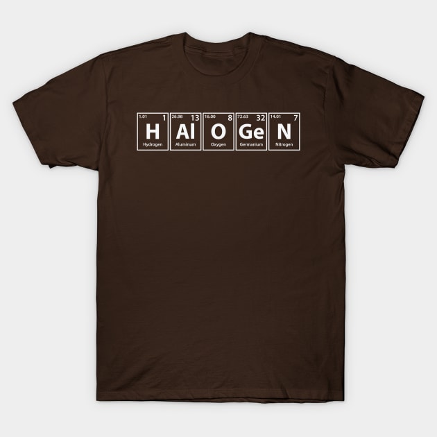 Halogen Elements Spelling T-Shirt by cerebrands